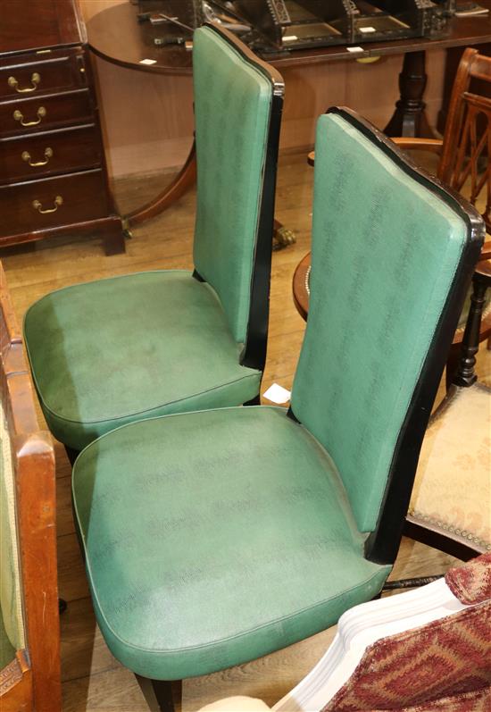 A pair of Gio Ponti style chagrin (shagreen) Italian chairs